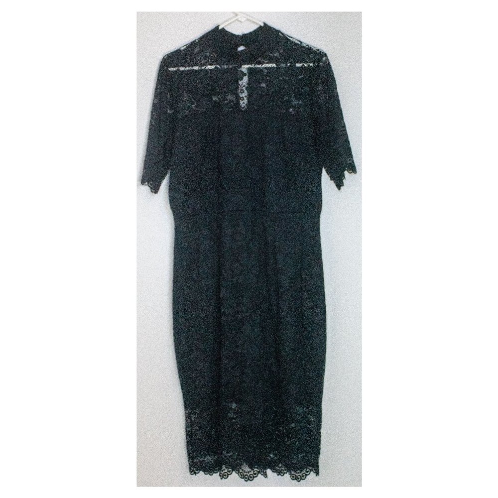 Black Lace, short sleeve, cocktail dress - XL